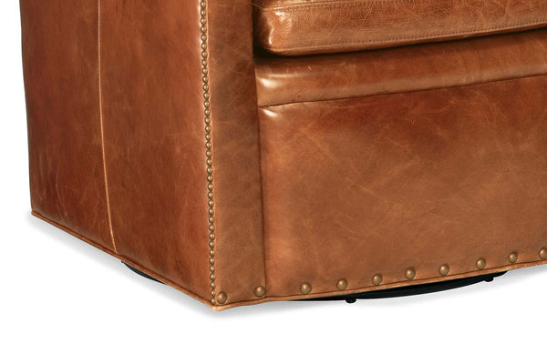 Baker Morrison SWIVEL "Quick Ship" Leather Tight Back Accent Chair