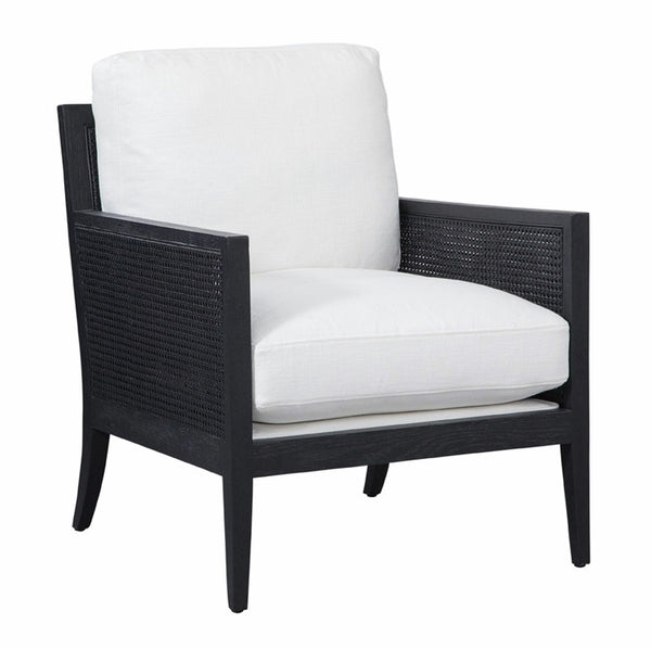 Holloway Black "Quick Ship" Fabric Accent Chair With Decorative Cane / Wood Base