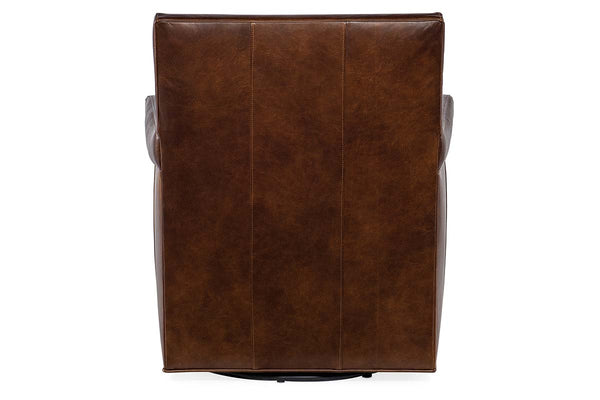 Baker Caramel SWIVEL "Quick Ship" Leather Tight Back Accent Chair