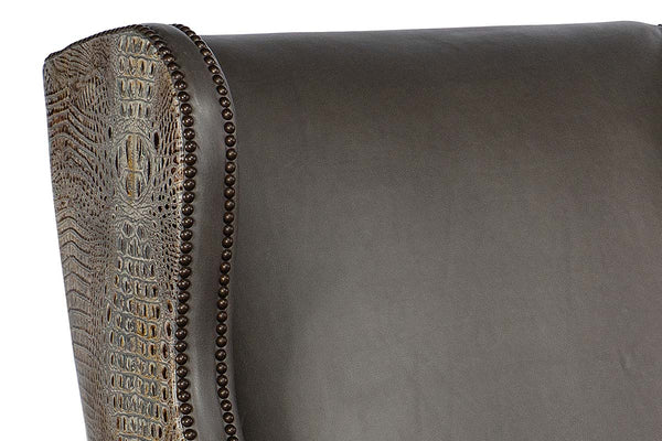 Baylor Heaven Quick Ship Exposed Faux Croc Leather Wingback Accent Chair