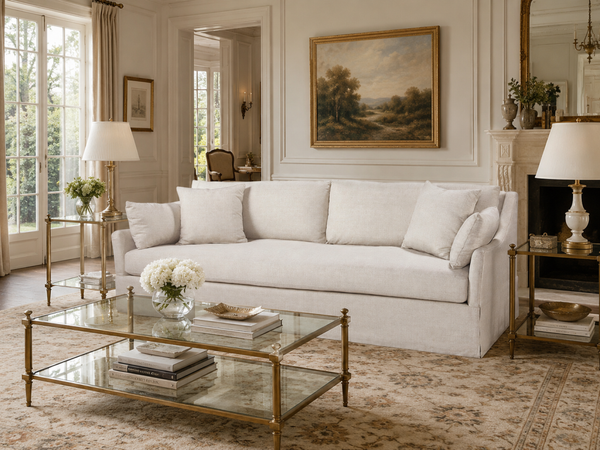 Maisie 95 Inch "Quick Ship" Sloping Track Arm Sofa
