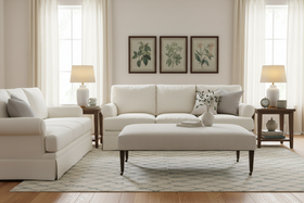 Bedford 62 Inch Large Fabric Upholstered Ottoman