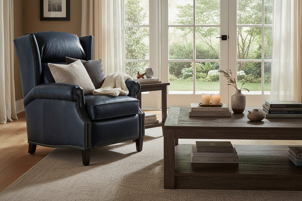 Bennett Leather Wing Back Reclining Chair