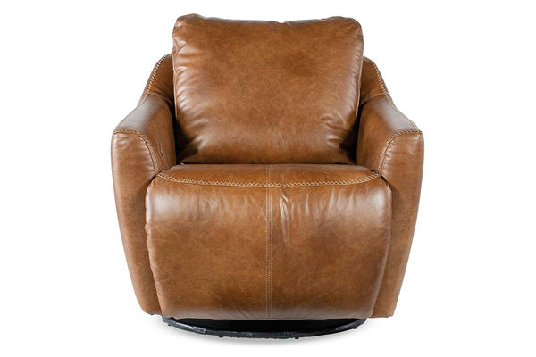 Brett Pecan Leather "Quick Ship" SWIVEL Chair With Power Footrest