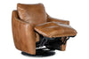 Image of Brett Pecan Leather "Quick Ship" SWIVEL Chair With Power Footrest