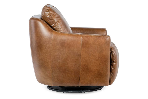 Brett Pecan Leather "Quick Ship" SWIVEL Chair With Power Footrest