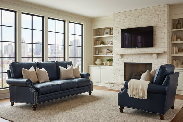 Broadway Traditional Leather 8-Way Hand Tied Furniture Collection