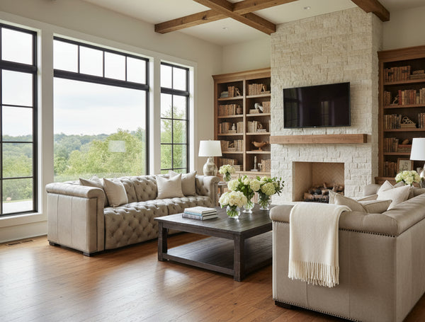 Savion Taupe Chesterfield 88 Inch "Quick Ship" Wall Hugger Power Leather Reclining Sofa