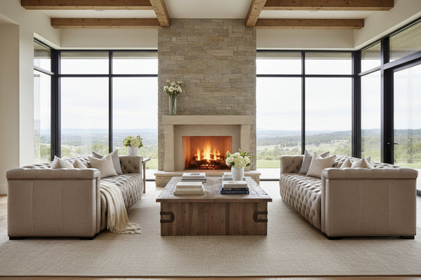 Savion Taupe Chesterfield 88 Inch "Quick Ship" Wall Hugger Power Leather Reclining Sofa