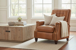 Brookshire Leather Biscuit Back Tufted Recliner Chair