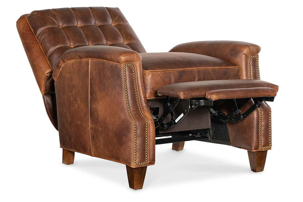Brookshire Leather Biscuit Back Tufted Recliner Chair