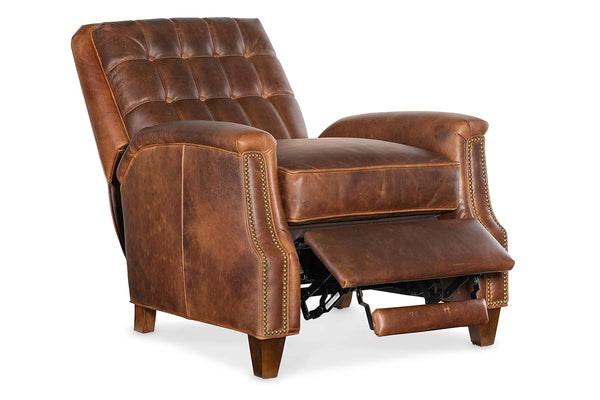 Brookshire Leather Biscuit Back Tufted Recliner Chair