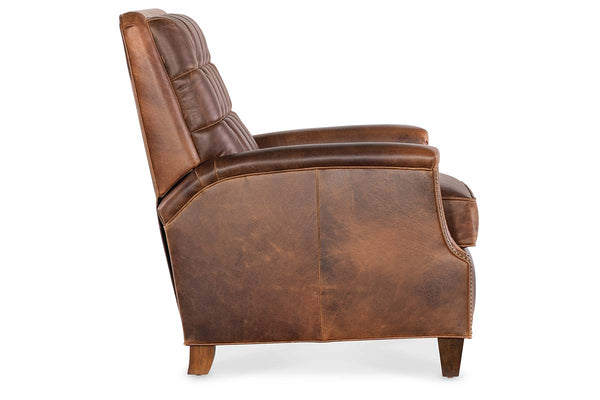 Brookshire Leather Biscuit Back Tufted Recliner Chair