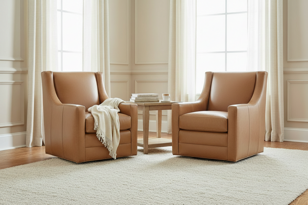 Buckingham Leather SWIVEL Accent Chair