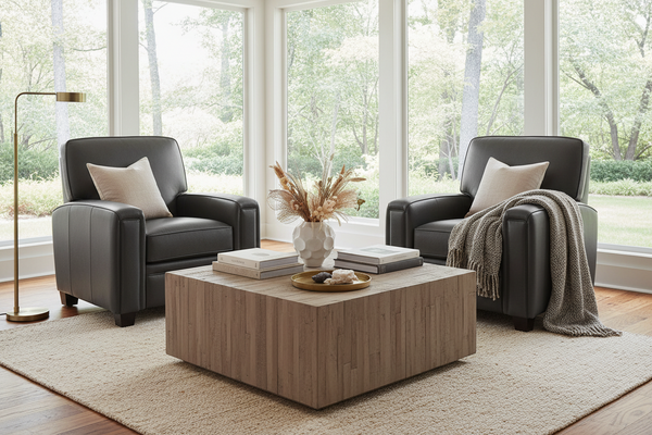 Burton Square Leather Tight Back Recliner