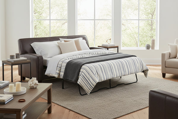 Burton 81 Inch Leather Queen Tight Back Sleeper Sofa