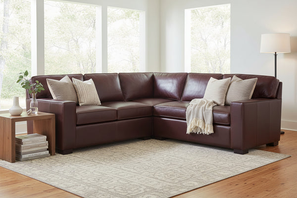Caden Contemporary 3 Piece Leather Sectional
