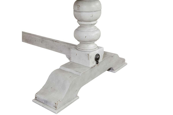 Carlee Antique Linen Modern Farmhouse 6-Piece Trestle Table Dining Set W/ Bench