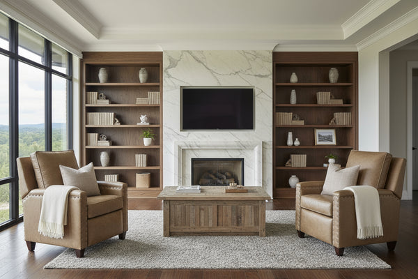 Carlisle Leather Track Arm Small Scale Pillow Back Recliner