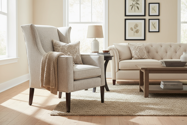 Carole 8-Way Hand Tied Fabric Tight Back Wingback Accent Chair