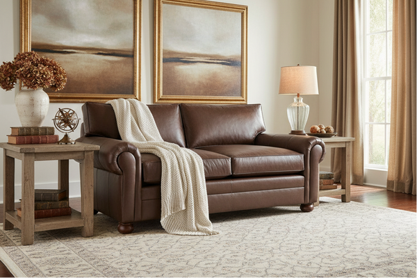 Carrigan Two Seat Leather Pillowback Loveseat With Deep Seats