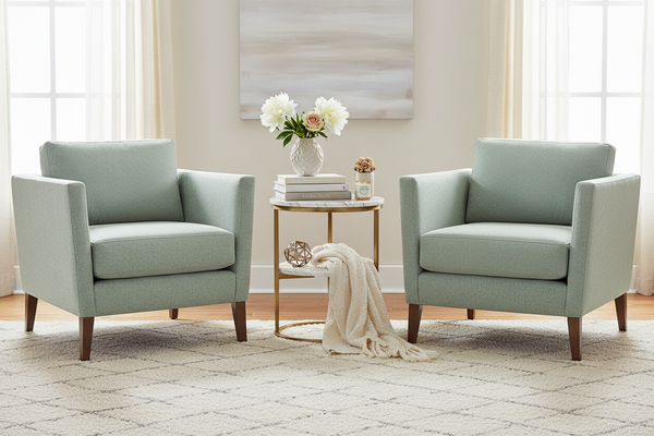 Cassandra 8-Way Hand Tied Contemporary Fabric Armchair With Tall Legs