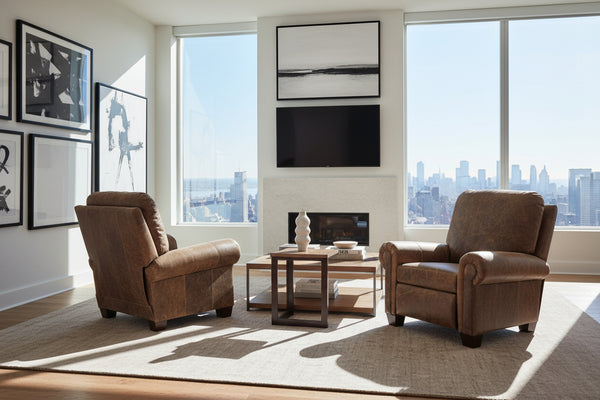 Cecil Leather Rolled Arm Recliner