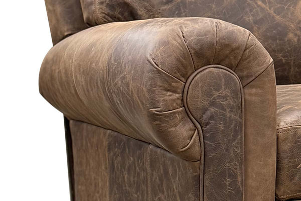 Cecil Leather Rolled Arm Recliner