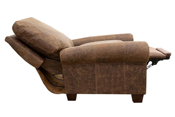 Cecil Leather Rolled Arm Recliner
