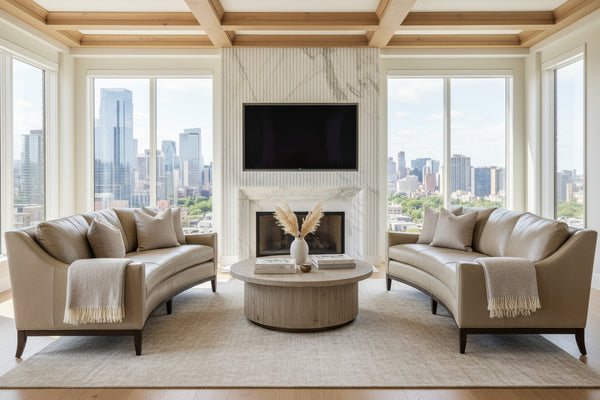 Cedric 92 Inch Contemporary Leather Conversation Sofa