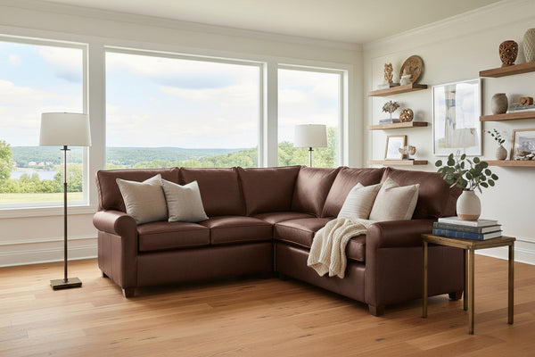 Chadwick Traditional 3-Piece Leather Sectional Couch (As Configured)
