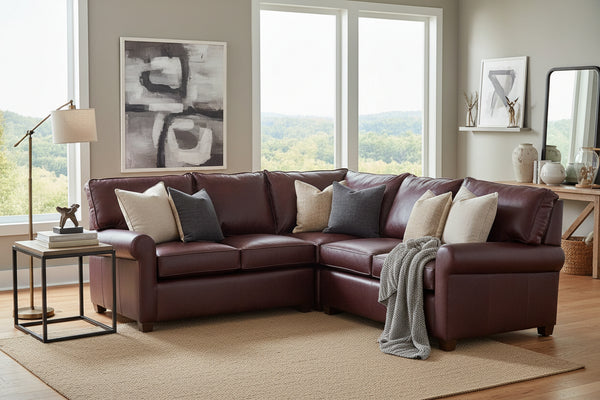Chadwick Traditional 3-Piece Leather Sectional Couch (As Configured)