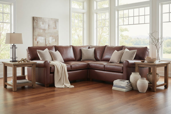 Chadwick Traditional 3-Piece Leather Sectional Couch (As Configured)