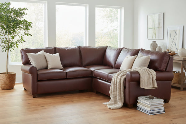 Chadwick Traditional 3-Piece Leather Sectional Couch (As Configured)