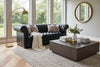 Image of Chesterfield 93 Inch Leather Sofa With Tufted Bench Seat And Nail Trim