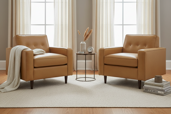 Chet Leather Mid-Century Modern Club Chair