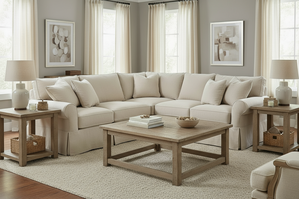 Christine Fabric Slipcovered Sectional Couch