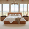 Image of Ciro Queen & King Modern Leather Ribbed Headboard Platform Bed