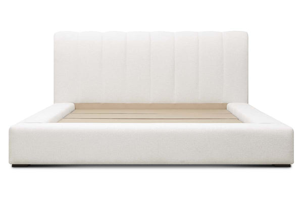 Ciro Queen & King Modern Leather Ribbed Headboard Platform Bed
