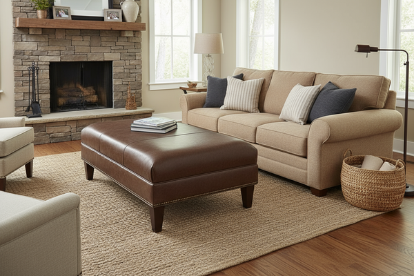 Clark 48 Inch Long Leather Coffee Table Bench