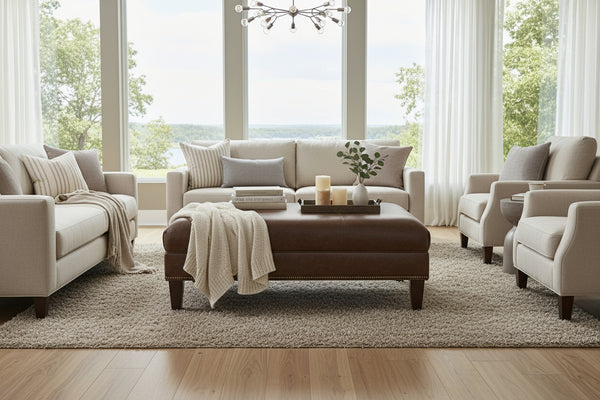 Clark 48 Inch Long Leather Coffee Table Bench