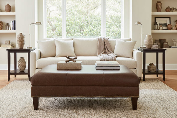 Clark 48 Inch Long Leather Coffee Table Bench