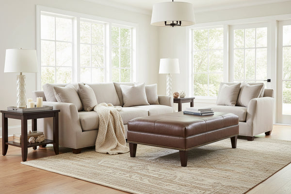 Clark 48 Inch Long Leather Coffee Table Bench