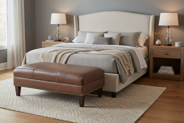 Clark 48 Inch Long Leather Coffee Table Bench