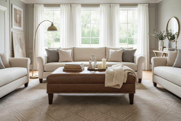 Clark 48 Inch Long Leather Coffee Table Bench