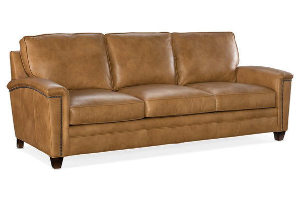 Clifford 88 Inch Transitional Three Cushion Pillow Back Leather Sofa