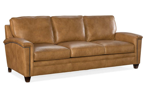 Clifford 88 Inch Transitional Three Cushion Pillow Back Leather Sofa