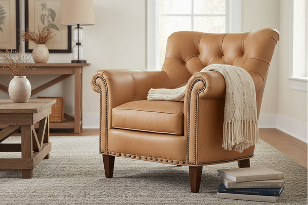 Clyde Tufted Leather Accent Club Chair