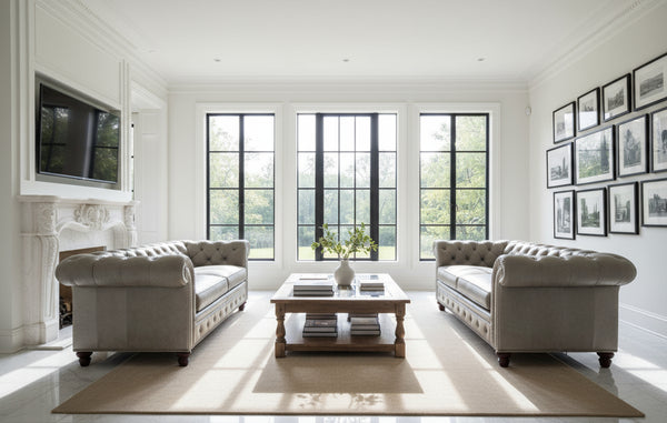 Colburn 94 Inch Chesterfield Two Cushion Tufted Leather Sofa