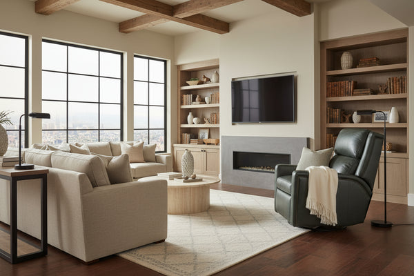 Coleman Power Leather SWIVEL / GLIDER Bustle Pillow Back Recliner